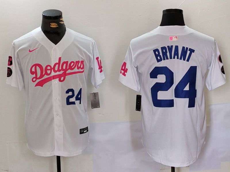 Men Los Angeles Dodgers #24 Bryant White pink joint name 2024 Nike MLB Jersey style 3->los angeles dodgers->MLB Jersey